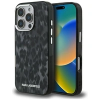 Etui Karl Lagerfeld IML Leopard Pattern MagSafe na iPhone 16 Pro - czarne