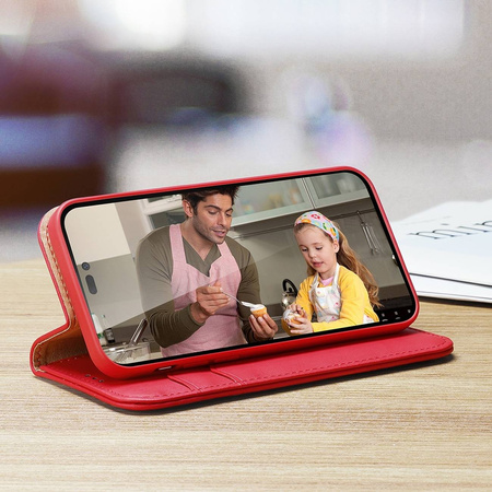 Dux Ducis Hivo echt Leder booktype case schutzhülle aufklappbare hülle für iPhone 14 Pro Max rot