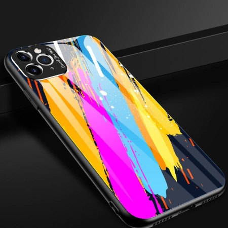 Color Glass Case etui pokrowiec nakładka ze szkła hartowanego z osłoną na aparat iPhone 11 Pro Max pattern 1