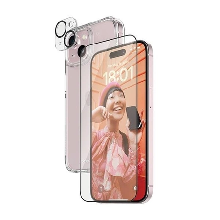 PanzerGlass Bundle 3in1 Set transparente Hülle + Folie + Kameraabdeckung für iPhone 15 Plus