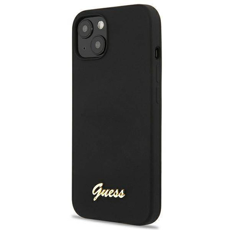 Guess GUHMP13MLSLMGBK iPhone 13 6.1 &quot;schwarz / schwarz Hardcase Silikonschrift Gold Logo