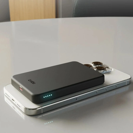 SBS Mag Power Qi2 5000 mAh Powerbank kompatibel mit MagSafe - Schwarz