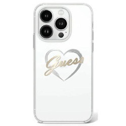 Original Handyhülle IPHONE 16 PRO MAX Guess Hardcase IML Heart (GUHCP16XHCHGSPT) transparent