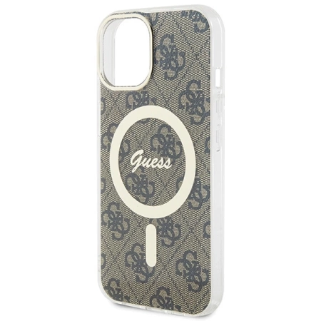 Guess IML 4G MagSafe Hülle für iPhone 15 - Braun