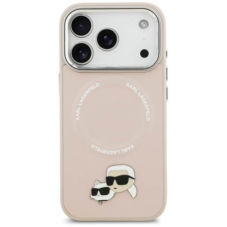 Karl Lagerfeld nakładka Magsafe PU case with Karl&Choupette heads pins logo and metal camera buttons do iPhone 17 Pro Max beżowa