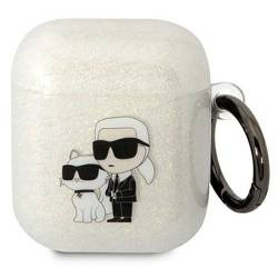 Original Handyhülle APPLE AIRPODS Karl Lagerfeld Gliter Karl&Choupette (KLA2HNKCTGT) transparent