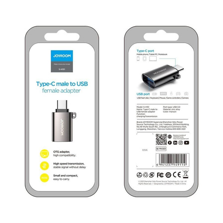 Joyroom adapter przejściówka USB 3.2 Gen 1 (męski) - USB Typ C (żeński) czarny (S-H151 Black)