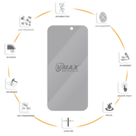 Vmax szkło hartowane 0.33mm 2,5D high clear privacy glass do Samsung A24 4G / A25 5G