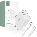 Wall Charger 2x USB-C PD 35W + Cable USB-C - USB-C white