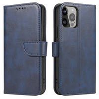 Magnet Case elegant bookcase type case with kickstand for iPhone 13 Pro blue