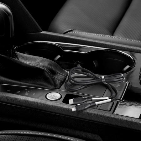 FORCELL Carbon kabel Typ C do iPhone Lightning 8-pin Power Delivery PD27W CB-01C czarny 1 metr