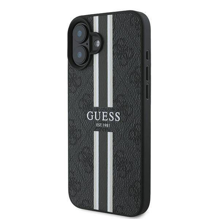 GUESS futerał do IPHONE 16 Plus kompatybilny z MagSafe GUHMP16MP4RPSK (4G Pronted Stripes) czarny