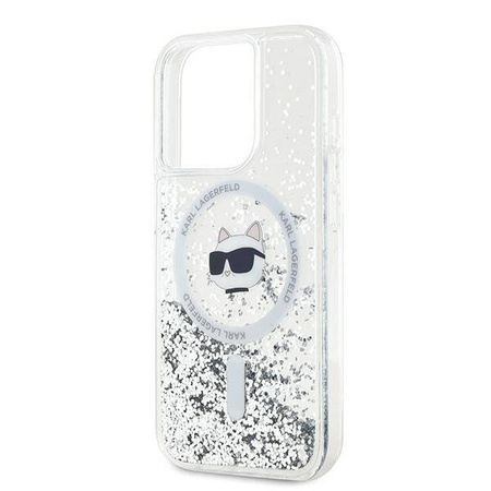 Karl Lagerfeld KLHMP15LLGCHSGH iPhone 15 Pro 6.1" hardcase transparent Liquid Glitter Choupette Head Magsafe