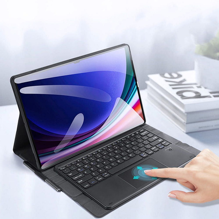 DUX DUCIS etui DK składane z podświetlaną klawiaturą bezprzewodową do SAMSUNG Tab S10 Ultra/S9 Ultra/S8 Ultra czarne