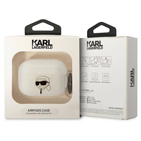 Oryginalne Etui APPLE AIRPODS PRO Karl Lagerfeld Karl`s Head (KLAPHNIKTCT) transparentne