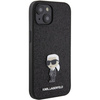 Karl Lagerfeld Fixed Glitter Ikonik Logo Metal Pin Hülle für iPhone 15 – Schwarz