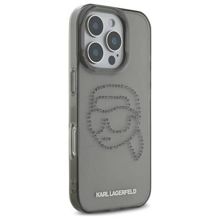 Original Handyhülle IPHONE 16 PRO MAX Karl Lagerfeld Hardcase IML Rhinestones Karl Head (KLHCP16XHKHDCELK) schwarz