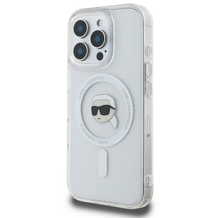 Karl Lagerfeld nakładka do iPhone 16 Pro 6,3&quot; KLHMP16LHLSKIH biała Hardcase IML Metal Karl Head MagSafe