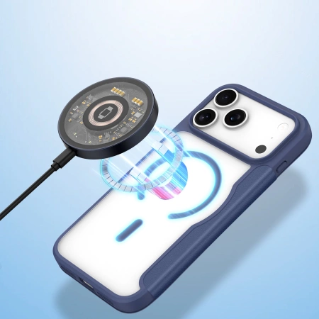 Etui Dux Ducis Skin X Pro na iPhone 17 Pro z portfelem, kompatybilne z MagSafe – niebieskie