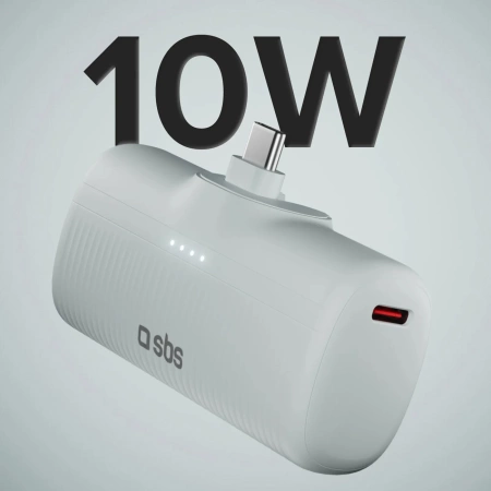 SBS EcoPower 5000 mAh 10W Powerbank mit integriertem USB-C-Anschluss - Grau