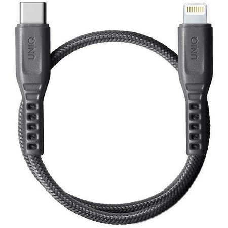 UNIQ Kabel Flex USB-C-Lightning 18W nylonowy 30cm szary/charcoal grey