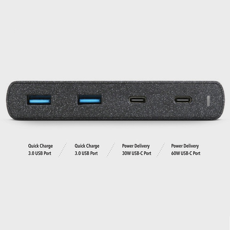 HUB UNIQ Surge LITHOS Collective 90W 2xUSB-A QC 3.0 / 2xUSB-C PD 3.0 - czarny