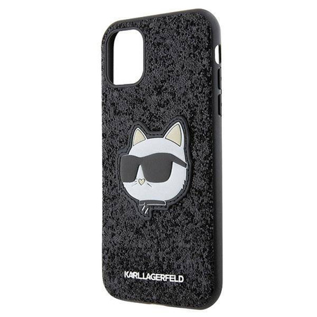 Karl Lagerfeld KLHCN61G2CPK iPhone 11 / Xr 6,1" schwarz/schwarzes Hartschalenetui mit glitzerndem Choupette-Patch