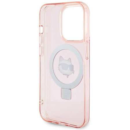 Karl Lagerfeld KLHMP15XHMRSCHP iPhone 15 Pro Max 6,7&quot; rosa/rosa Hardcase Ringständer Choupette Head MagSafe