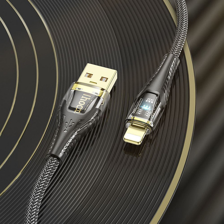 Kabel USB A do Lightning Hoco 2,4A 1,2 m U121 czarny transparentny