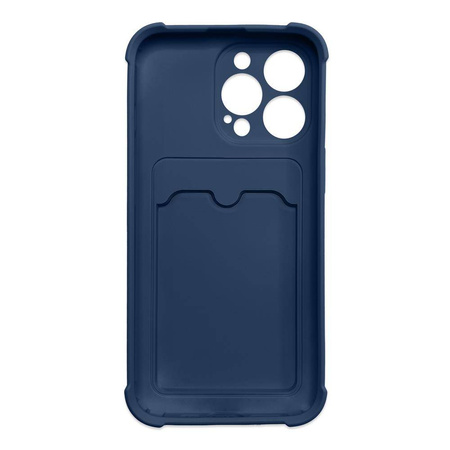 Card Armor Case etui pokrowiec do iPhone 13 Pro Max portfel na kartę silikonowe pancerne etui Air Bag granatowy