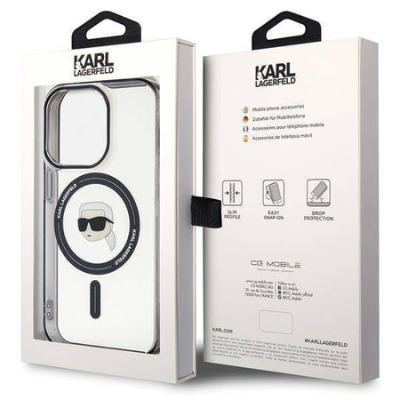 Karl Lagerfeld KLHMP15XHKHNOTK iPhone 15 Pro Max 6,7&quot; transparentes Hardcase IML Karl`s Head MagSafe