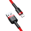 Baseus Cafule Cable wytrzymały nylonowy kabel przewód USB / Lightning QC3.0 2A 3M czerwony (CALKLF-R09)