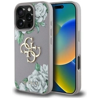 Guess Grained Roses Big 4G Logo iPhone 16 Pro Hülle - Lila