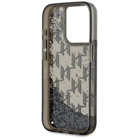 Karl Lagerfeld Liquide Glitter Monogram Gradient iPhone 15 Pro Max Hülle - Schwarz