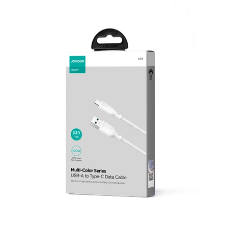 Joyroom Multi-Color Series SA34-AC6 USB-A / USB-C Cable 100W Fast Transfer 1m - White
