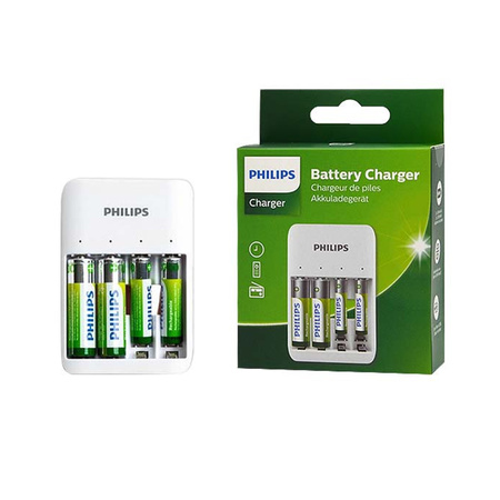 PHILIPS Czterokanałowa ładowarka do akumulatorów NiMH USB + 2xAA 1300mAh + 2xAAA 700mAh