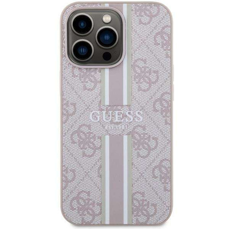 Guess GUHMP13XP4RPSP iPhone 13 Pro Max 6,7&quot; rosa/rosa Hartschale 4G bedruckte Streifen MagSafe