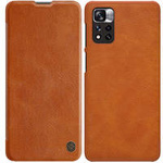 Nillkin Qin Case etui do Xiaomi Redmi Note 11 Pro+ (China) / Redmi Note 11 Pro (China) osłona na aparat kabura pokrowiec obudowa z klapką brązowy