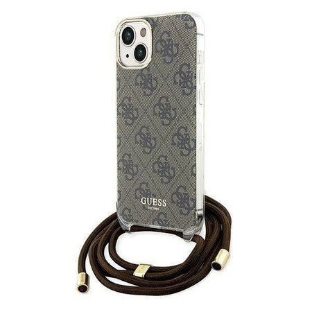 Etui Guess Crossbody Cord 4G Print na iPhone 15 / 14 / 13 - brązowe