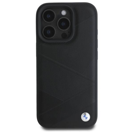 Original Case IPHONE 16 PRO MAX BMW Hardcase Signature Leather Crossing Lines Pattern (BMHCP16X23RCGPK) black