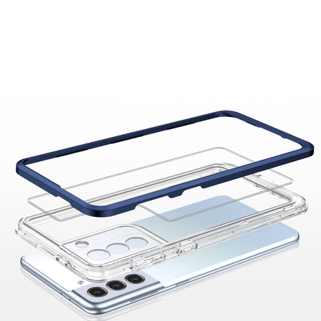 Klare 3in1 Hülle für Samsung Galaxy S22+ (S22 Plus) Rahmen Gel Cover Blau