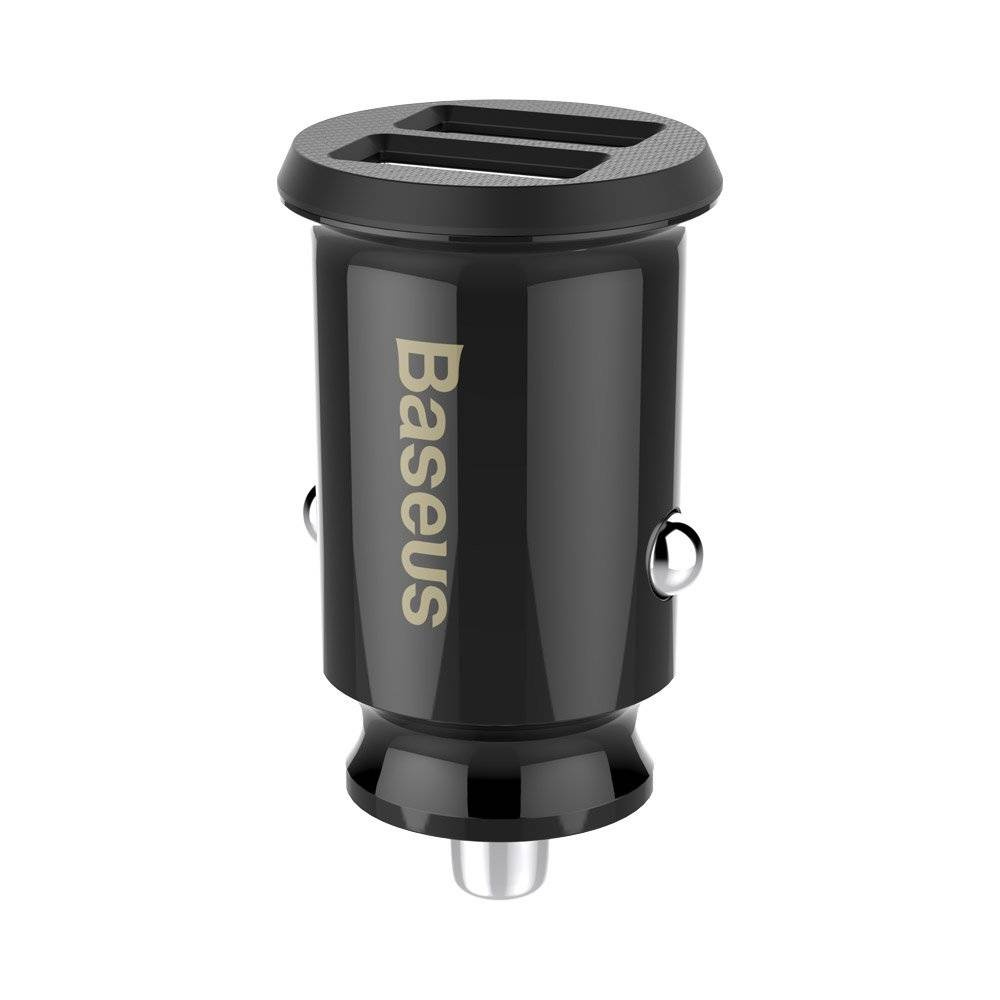 Baseus Grain - Ładowarka samochodowa 2 x USB, 5 V / 3.1 A (czarny)