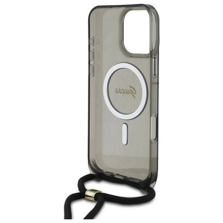 Original Case IPHONE 16 PRO MAX Guess Hardcase Crossbody Cord Script MagSafe (GUHMP16XHCTSGNSK) black