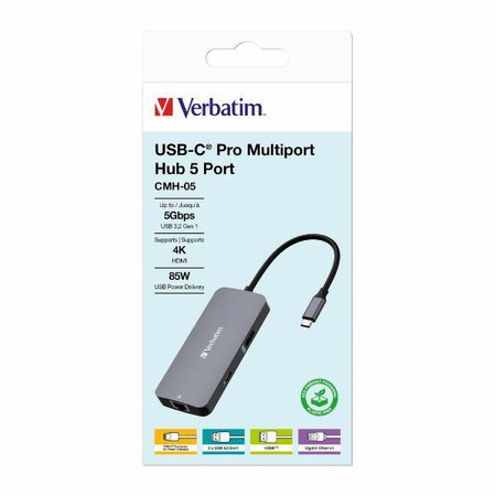 Verbatim Adapter Hub USB-C - HDMI/USB-C /Eternet/2xUSB-A 3.0 aluminium/aluminum 32150