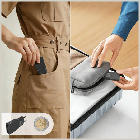 Ładowarka sieciowa 4smarts FlatPlug Duos 30W GaN USB-C/USB-A czarny