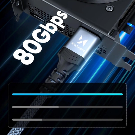 Wozinsky WPS-16AYL3S DisplayPort 2.1-Kabel, VESA-zertifiziert, 80 Gb/s, 16K@60Hz, 8K@120Hz, 4K@240Hz, HDR, HDCP, DSC, 3 m, Schwarz