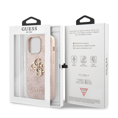 Guess nakładka do iPhone 13 Pro / 13 6,1&quot; GUHCP13L4GMGPI różowy hard case 4G Big Metal Logo