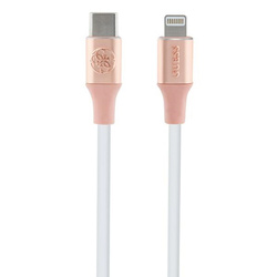 Guess GUCLLALRGDP kabel USB-C - Lightning 1.5m Fast Charging różowy/pink Ebossed Logo