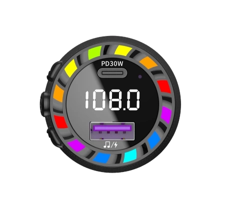 Transmiter FM 30W PD 1xUSB-C + 1xUSB QC3.0 Jellico FM2 czarny