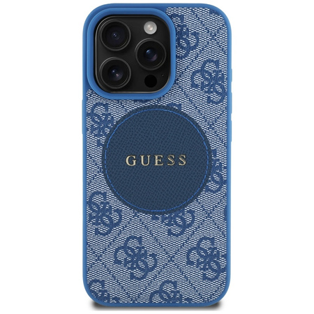 Original Case IPHONE 16 PRO MAX Guess 4G Circle Classic Logo MagSafe blue